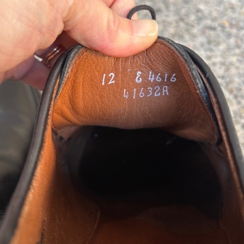 Allen Edmonds Black Leather Derby Shoes Dainite Rubber Soles Men's 12 E 4616 - Picture 9 of 11
